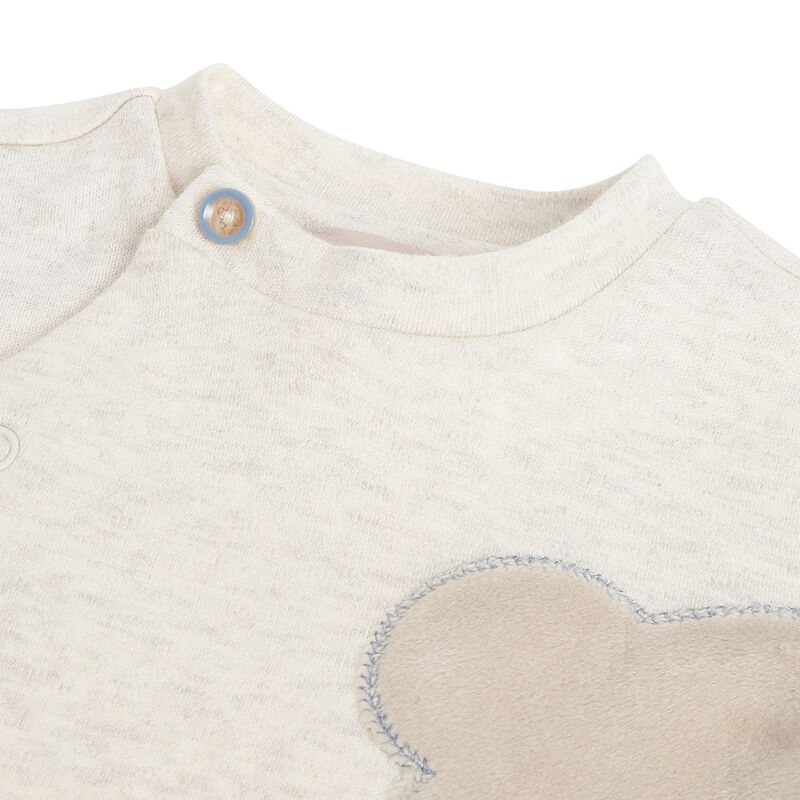 Boys Light Natural Applique Front Opening Babysuit image number 2